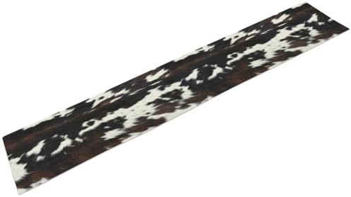 Cow Print Table Runner, Black White Cowhide Print Western Style Table Runner Country Farmhouse Cottage Cow Patten Table Decoration for Home Kitchen Dining, 13x70 Inch
