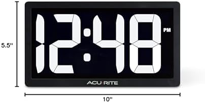 AcuRite 75114M 10-inch LED Digital Clock with Auto Dimming Brightness White (Pack of 8)