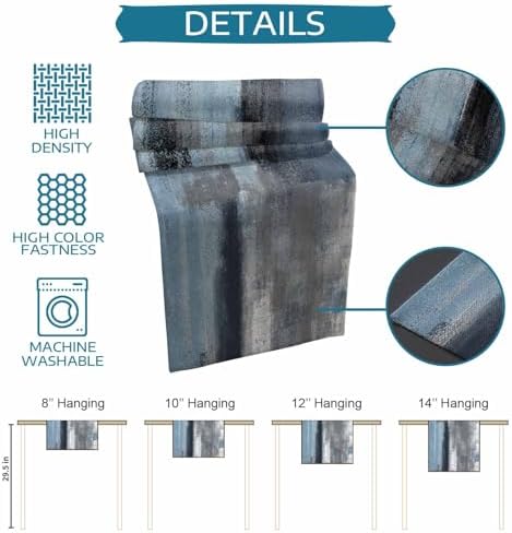 Blue Grey Graffiti Table Runner Dresser Scarf 13 x 72 Inch Abstract Oil Paint Art Mottled Texture Modern Table Runners Non-Slip Heat Resistant Kitchen Dining Table Decor for Home Indoor Outdoor