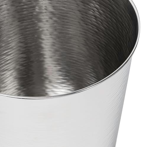 happimess Remi 2.1 Gal Textured Steel Wastebasket, Brushed Steel, Set of 2