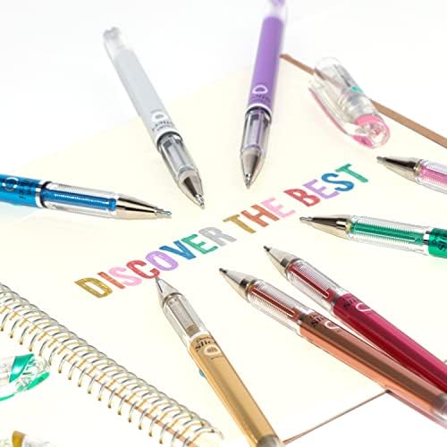 Pentel Arts Slicci Metallic 0.8 mm Needle Tip Gel Pen, Metallic Green Ink, Box of 12 (BG208-MD)