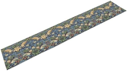 William Morris Floral Table Runner, Vintage Flowers Botanical Printed Table Runner for Home Kitchen Dining Table Decoration,13x108 Inch Strawberry Thief