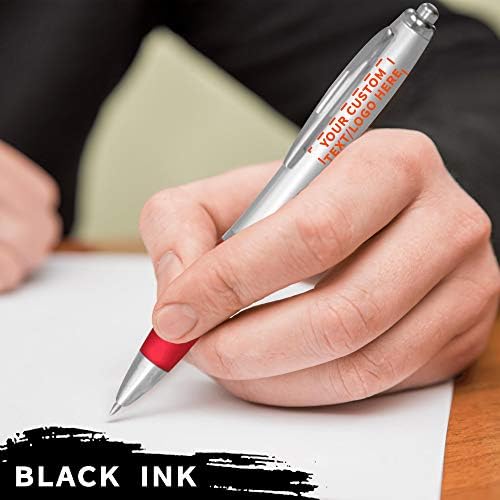 DISCOUNT PROMOS Custom Colored Grip Gel Pens Set of 100, Personalized Bulk Pack - Great for Office, School, Business, Tradeshows, Events - Red