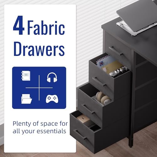 Pamray 32 Inch Computer Desk with 4 Drawers Small Office Desk for Home Bedroom Study Writing Simple Modern Computer Table Grey