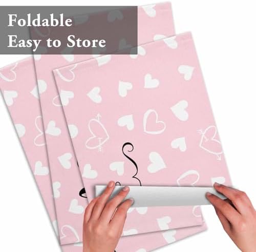Pink Valentine's Day Placemats Set of 4, Valentines Love Heart Heat Resistant Washable Table Place Mats Cotton Table Linens Party Holiday Decorations for Home Kitchen Dining Table Outdoor Indoor,