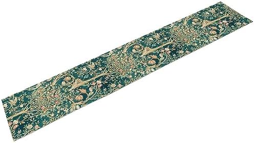William Morris Original Design Vintage Flowers Green Botanical Printed Table Runner Vintage Floral Table Runner for Dining Table Decor 13 x 36 Inch