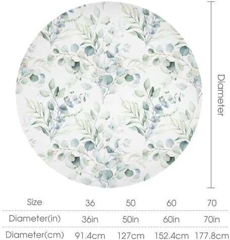 Green Eucalyptus Tablecloth, Watercolor Floral Spring Botanical Plants Herb Sage Print Table Cover for Home Kitchen Dining Table Party Camping Decor, 50x50in