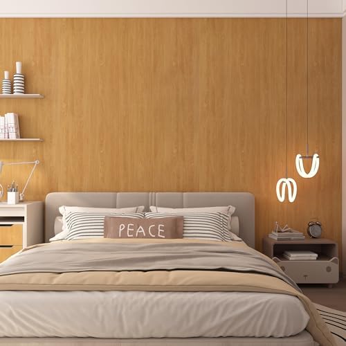 Boobest Walnut Wood Contact Paper Light Brown Wood Peel and Stick Wallpaper