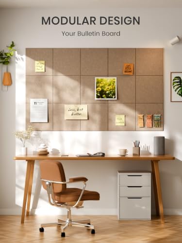 Bumusty 36"x 24" Large Felt Bulletin Board Tiles, Taupe
