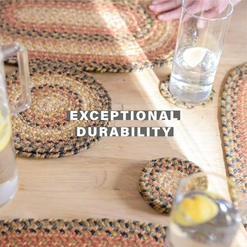 Homespice Russet Braided Placemats Ideal as Dining Mats, Round 15" Set of 2