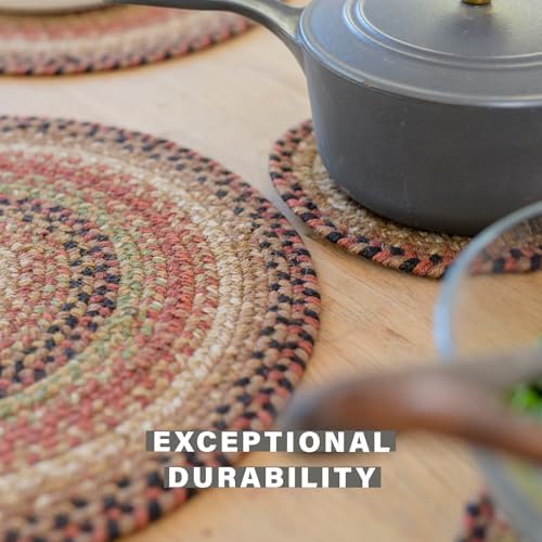 Homespice Gingerbread Braided Table Runner for Country Decor, Oval 11x36