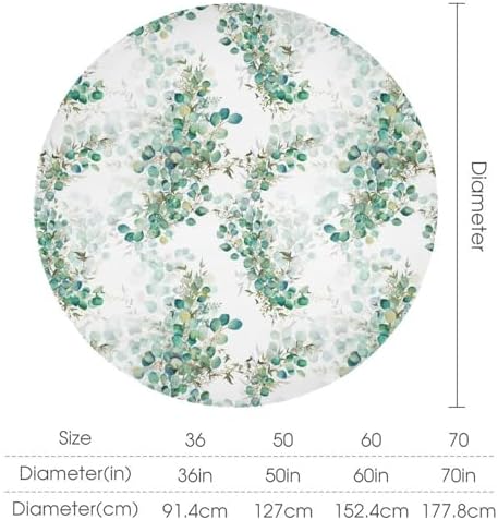 Spring Botanical Tablecloth, Watercolor Sage Green Eucalyptus Leaves Print Table Cloth Cover for Kitchen Dining Indoor Outdoor Decor, 36x36in