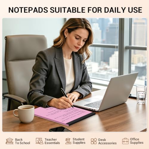 12 Pack Pink Legal Pads 8.5 x 11 Note Pads Wide Ruled Notepads Writing Pad