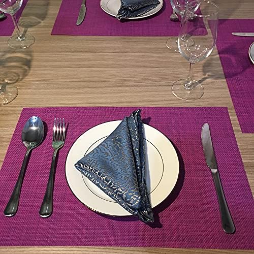 WAZAIGUR Placemats Crisscross Woven Vinyl Place Mats Set of 6 Purple