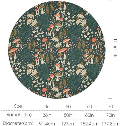 Mushroom Table Cloth, Vintage Woodland Summer Flowers Plants Forest Botanical Leaves Table Cover for Farmhouse Kitchen Dining Room Table Decor, 70x70in
