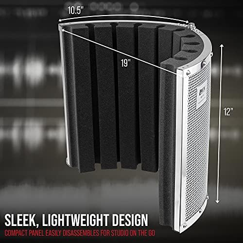 LyxPro VRI-30 Sound Absorbing and Vocal Booth Recording Microphone Isolation Shield Panel for Home Office and Studio Portable & Foldable Stand Mount Adjustable