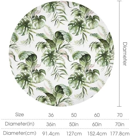 Green Tropical Leaves Tablecloth, Watercolor Jungle Plam Leaves Floral Botanical Print Farmhouse Holiday Tablecloths for Home Kitchen Party Dinner Decor, 50x50in