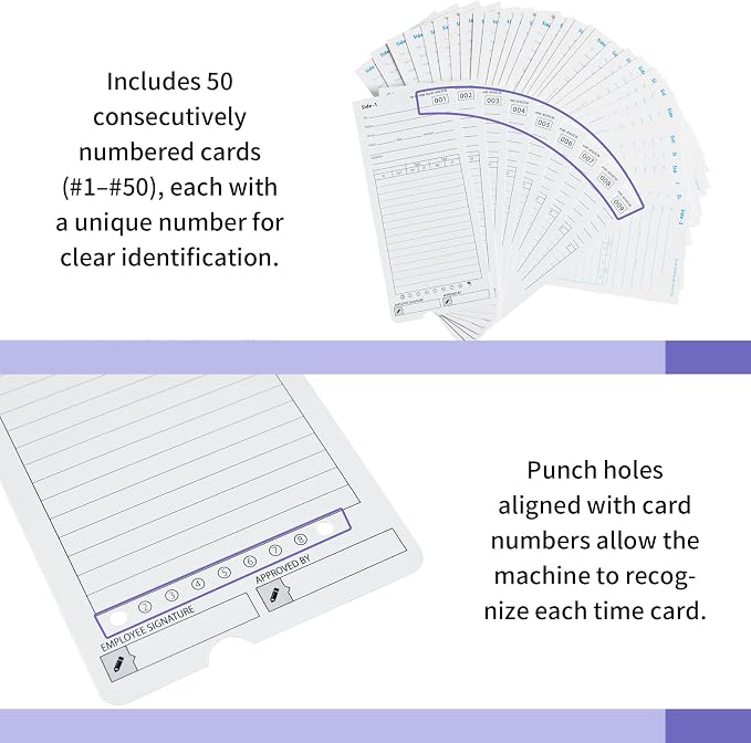 AT-4500 Time Cards, 300 Count, 6 Packs of 50, Double-Sided