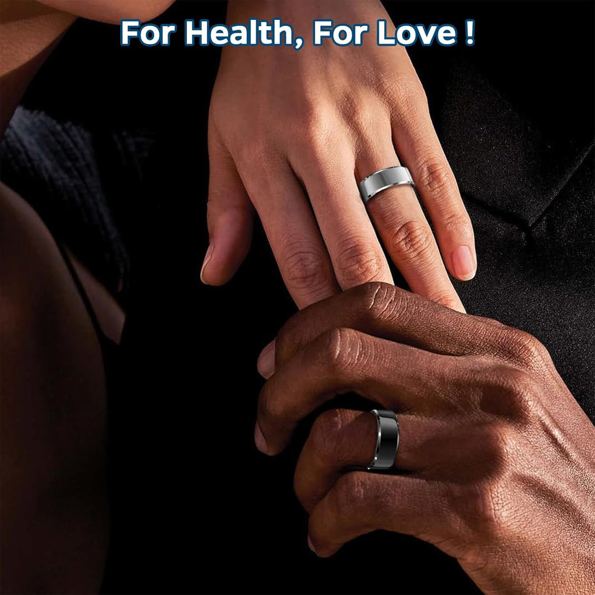 Smart Ring Health Tracker, Sleep Tracker Ring with Heart Rate, Waterproof Fitness Ring for Activity Monitoring/Steps/Distance/Calories, Air Gestures, Up to 7-Day Battery, for iOS Android (Black,#11)
