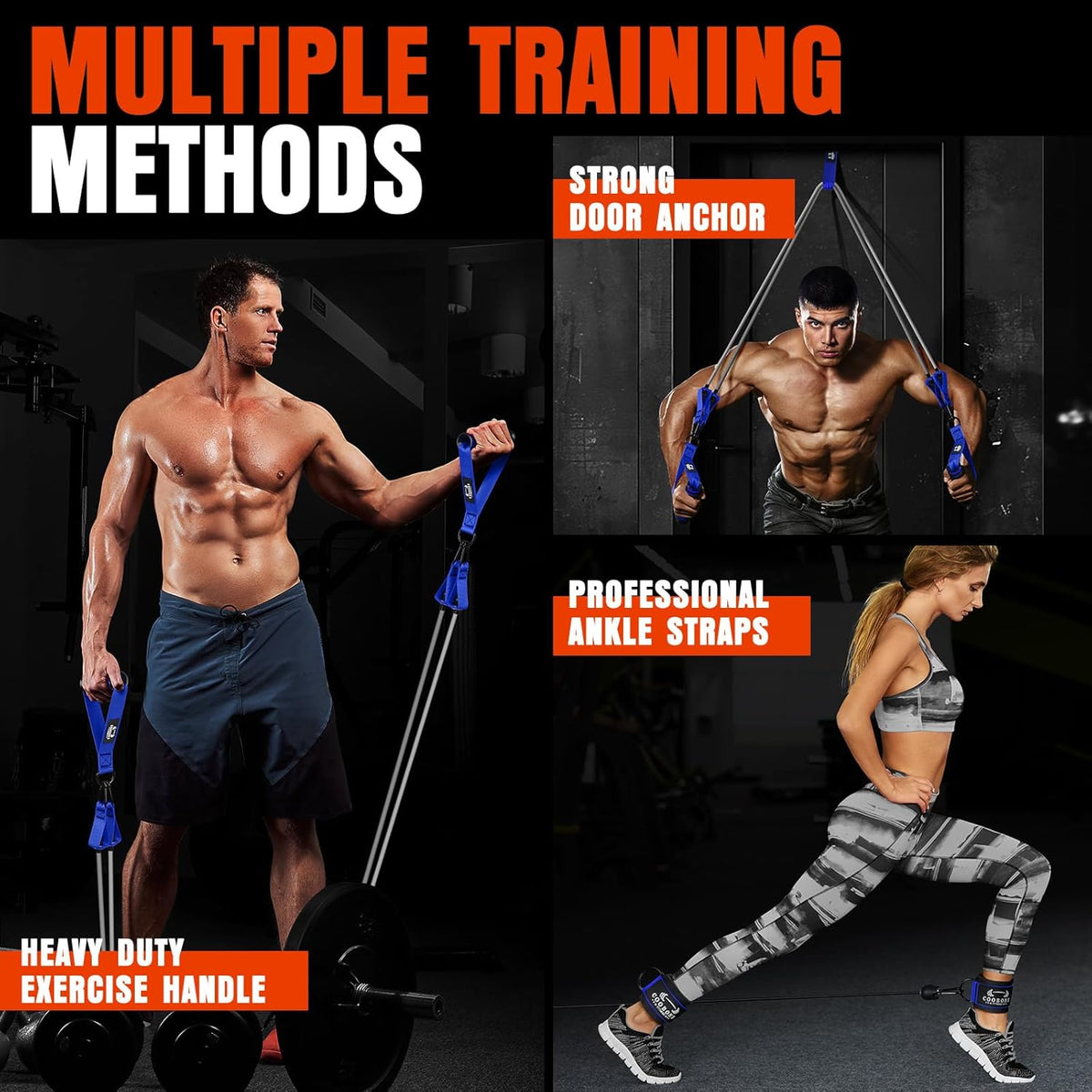 Heavy Resistance Bands for Working Out, 300LBS Exercise Bands with Handles, Workout Bands for Men, Weight Fitness Bands Set for Muscle Training, Strength, Slim, Yoga, Home Gym Equipment
