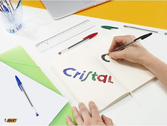BIC Cristal Original Ballpoint Pens Medium Point (1.0 mm) – Red, Pouch of 4