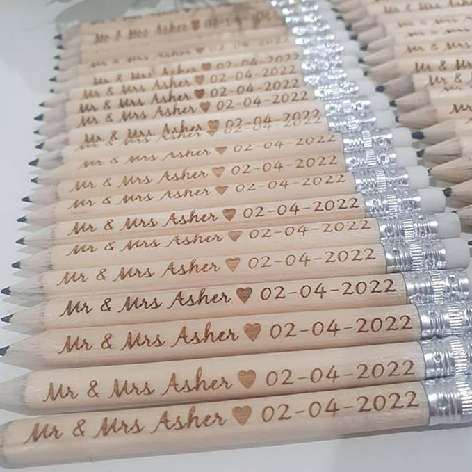 Personalized Name Pencils,Bridal Shower Pencils for Games, mini Pencils with Eraser, Personalized Golf Pencils, Half Pencils with Eraser, Wedding Favors for Guests Bulk (50 PCS)