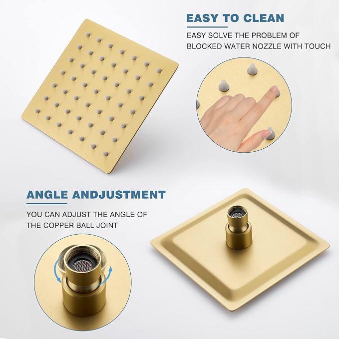 Esnbia Shower Tub Kit, Tub and Shower Faucet Set(Valve Included) with 6-Inch Rain Shower Head and Tub Spout, Single-Handle Tub and Shower Trim Kit,Brushed Gold