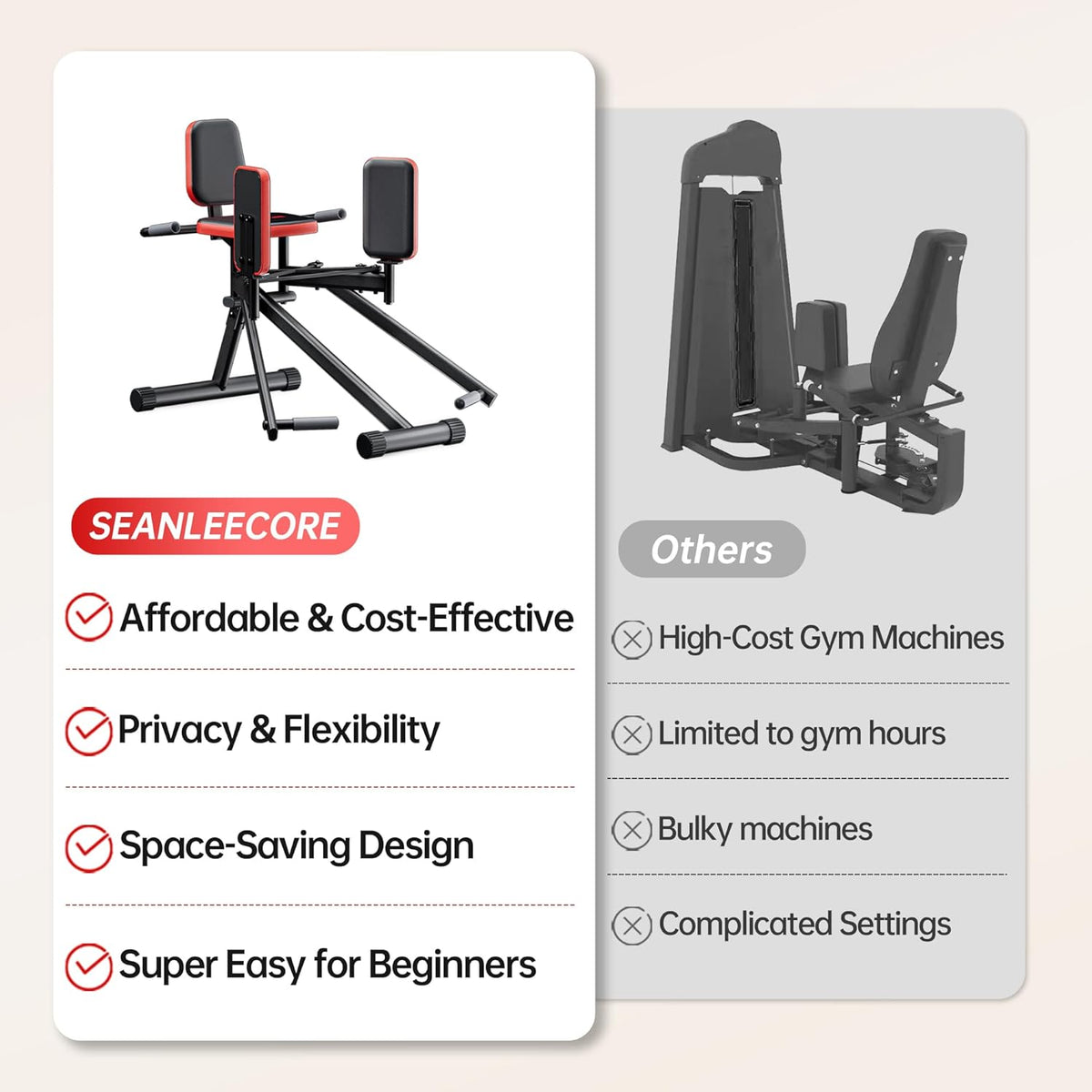 Hip Abductor Machine for Home Gym | Glute & Thigh Exercise Equipment, Outer Thigh Sculpting, Glute Machine for Women, Leg Abductor Machine, Booty Builder for Butt Workout