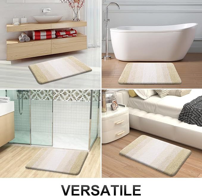 OLANLY Bathroom Runner Rugs Mat 70x24, Extra Soft Absorbent Microfiber Bath Rugs, Rubber Backing, Quick Dry, Washable Long Bath Mats for Bathroom, Tub and Shower, Home Decor Accessories, Light Beige