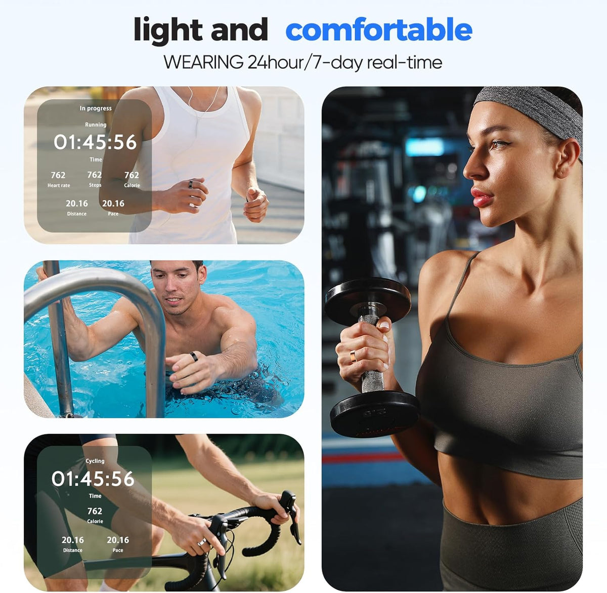 Smart Ring for Women & Men Fitness Tracker with Heart Rate, Blood Pressure,Blood Oxygen,Step Counting, Sleep Monitoring,IP68 Waterproof for iPhone and Android, No Subscription Fee (Rose Gold, 9)