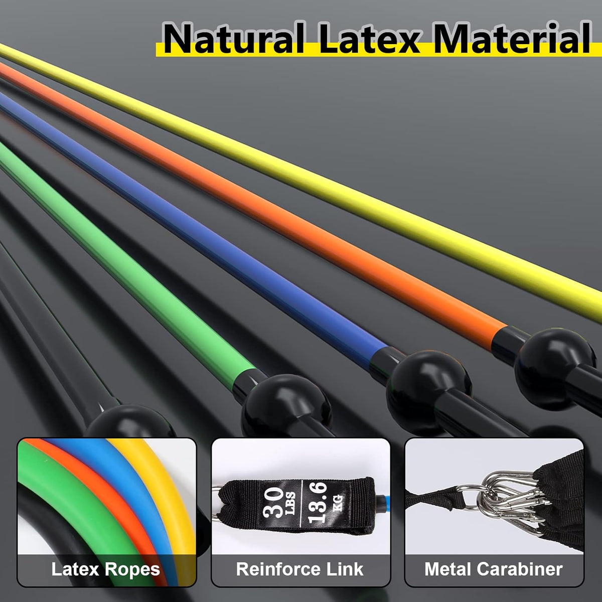 Resistance Bands Set, Workout Bands with Handles, Door Anchor, Ankle Straps and Carry Bag, Exercise Bands for Shape Body and Home Workouts