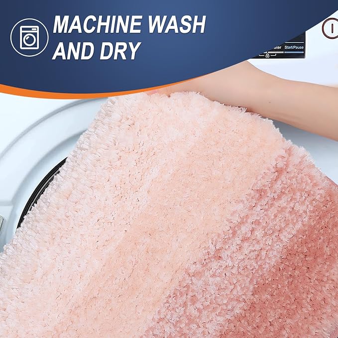 OLANLY Bathroom Runner Rugs Mat 47x24, Extra Soft Absorbent Microfiber Bath Rugs, Rubber Backing, Quick Dry, Washable Long Bath Mats for Bathroom Floor, Tub and Shower, Home Decor Accessories, Peach