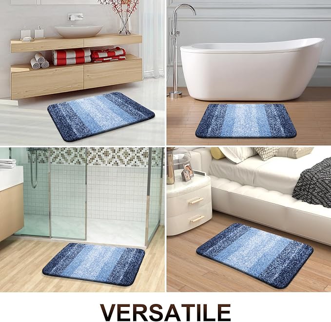 OLANLY Bathroom Runner Rugs Mat 47x17, Extra Soft Absorbent Microfiber Bath Rugs, Rubber Backing, Quick Dry, Washable Long Bath Mats for Bathroom Floor, Tub and Shower, Home Decor Accessories, Navy