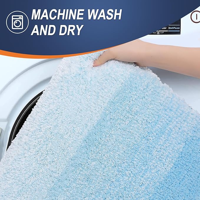 OLANLY Large Bathroom Rugs Mat 50x30, Extra Soft Absorbent Microfiber Bath Rugs, Rubber Backing, Quick Dry, Machine Washable Bath Mats for Bathroom, Tub and Shower, Home Decor Accessories, Sky Blue