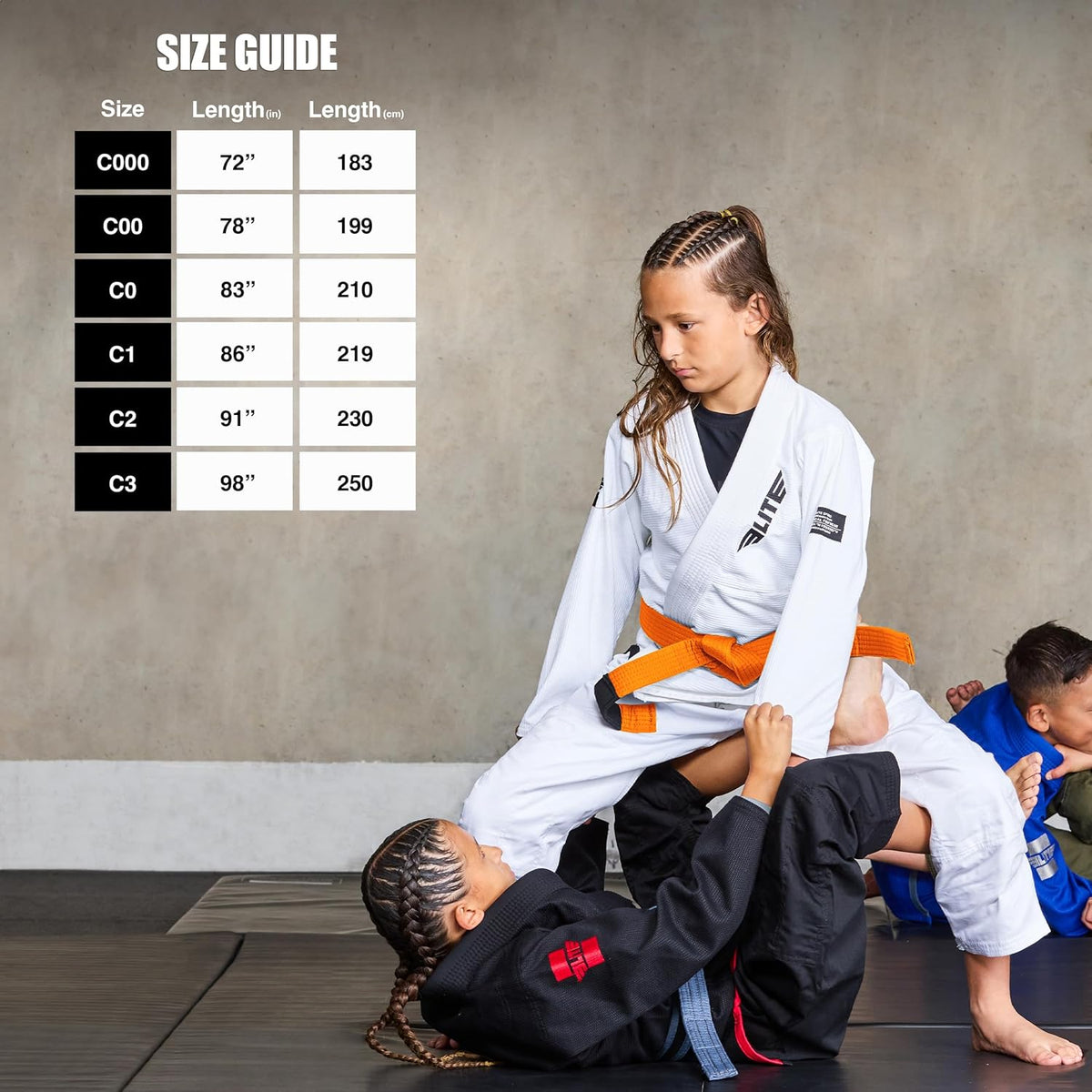 Elite Sports Kids Brazilian Jiu Jitsu Belts Preshurunk Martial Arts Youth BJJ Belts for Girls & Boys with BJJ Ranking Stripes