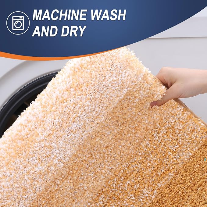 OLANLY Bathroom Runner Rugs Mat 47x20, Extra Soft Absorbent Microfiber Bath Rugs, Rubber Backing, Quick Dry, Washable Long Bath Mats for Bathroom, Tub and Shower, Home Decor Accessories, Golden Yellow