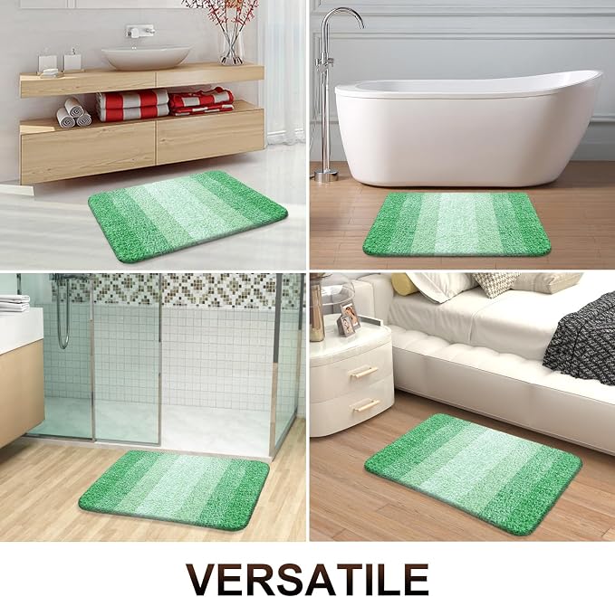 OLANLY Bathroom Runner Rugs Mat 70x24, Extra Soft Absorbent Microfiber Bath Rugs, Rubber Backing, Quick Dry, Washable Long Bath Mats for Bathroom Floor, Tub and Shower, Home Decor Accessories, Green