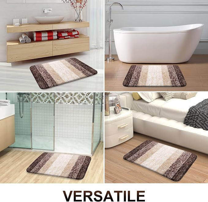 OLANLY Large Bathroom Rugs Mat 40x32, Extra Soft Absorbent Microfiber Bath Rugs, Rubber Backing, Quick Dry, Machine Washable Bath Mats for Bathroom Floor, Tub and Shower, Home Decor Accessories, Brown