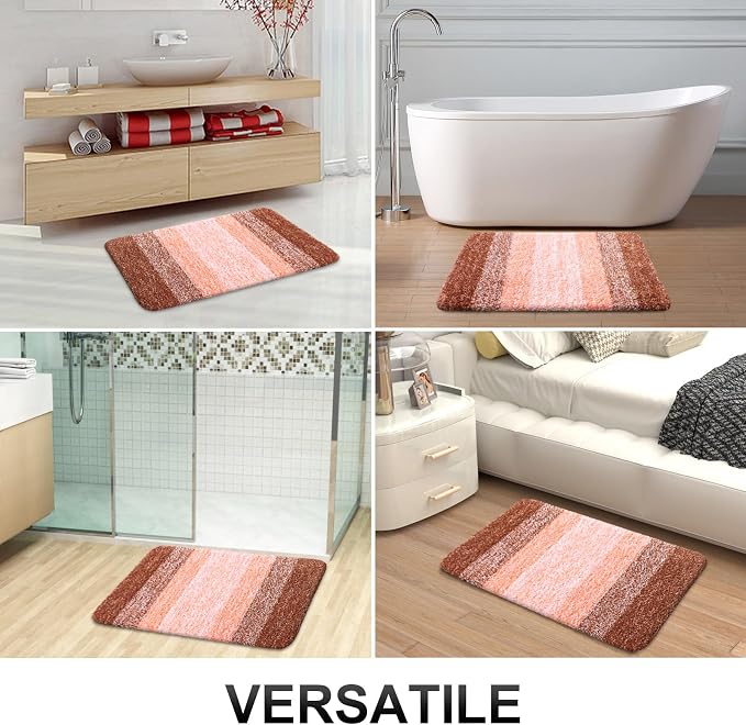 OLANLY Bathroom Rugs Mat 36x24, Extra Soft Absorbent Microfiber Bath Rugs, Rubber Backing, Quick Dry, Machine Washable Bath Mats for Bathroom Floor, Tub and Shower, Home Decor Accessories, Orange
