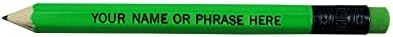 EZPENCILS & GIFTS - Golf Pencils Tipped with Eraser (1/2 a Pencil - Pew Pencils) - Neon Green Colored Barrel - FREE-PERSONALIZATION - 2HB Black Lead - Custom Text - Non-Smear Eraser – Package of 10