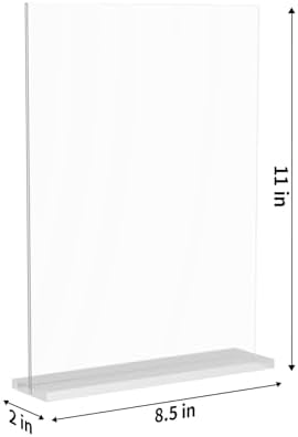 3 Pack 8.5x11 Clear Acrylic Sign Holder, Clear Display, Stand By Straight or Tilted, Vertical Double-Sided Desktop Picture Frame, Menu Holder, Certificate Frame