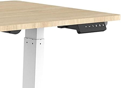 Monoprice Electric Single Motor Sit-Stand Complete Desk Table - Height Adjustable, Solid-Core Natrual Wood Top, for Home and Office, 47.2 x 23.6 Inch, White - Workstream Collection