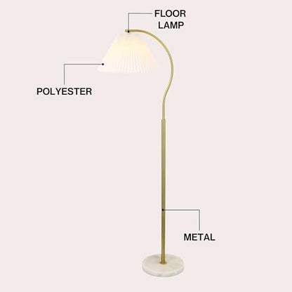 JONATHAN Y Devon 60.5" Modern Glam Arc Floor Lamp, Brass Gold/White Marble