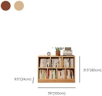 Lumber Organizer Shelf 3/4 Shelves, Lateral Filing or Vertical, Closed Back Floor-Standing Bookshelf Rack Bookcase Cabinet Tiered Shelf Grid Storage Unit Natural 39.4" L x 9.4" W x 31.5" H