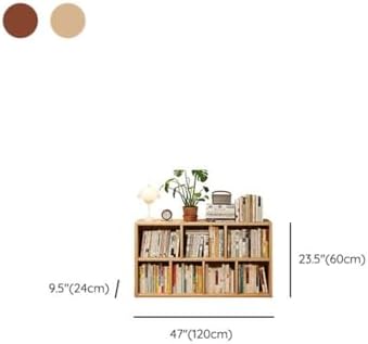Lumber Organizer Shelf 3/4 Shelves, Lateral Filing or Vertical, Closed Back Floor-standing Bookshelf Rack Bookcase Cabinet Tiered Shelf Grid Storage Unit Dark Walnut 47.2"L x 9.4"W x 23.6"H