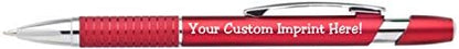 ExpressDesigns™ Personalized Ballpoint Pens Click action Custom Black writing ink - The Sleeker - Full color Printed Name Pens with Your Logo/Text/Message Personalization - 12 Qty (Red)