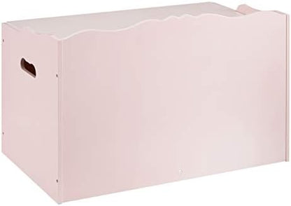 Amazon Basics Kids Wooden Toy Storage Chest with Safety Lid, Spacious Organizer for Bedroom, Pink, 30" x 18" x 19"