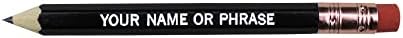 EZPENCILS & GIFTS - Golf Pencils Tipped with Eraser (1/2 a Pencil - Pew Pencils) - Black Colored Barrel - FREE-PERSONALIZATION - 2HB Black Lead - Custom Text - Non-Smear Eraser – Package of 90
