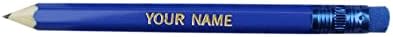 EZPENCILS & GIFTS - Golf Pencils Tipped with Eraser (1/2 a Pencil) - Sea Blue Colored Barrel - FREE-PERSONALIZATION - 2HB Black Lead - Custom Text - Non-Smear Eraser – Package of 50