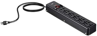 Monoprice Heavy Duty Metal Surge Protector - 6 Outlet Power Strip, 540 Joules, UL Certified, 6 Feet Cable, Black